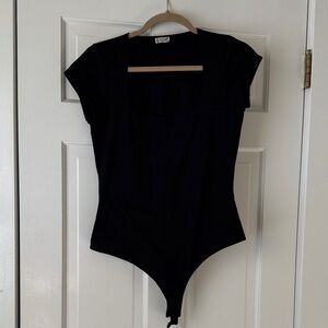 Free People Square Neck Black Bodysuit